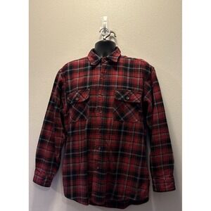 Moose Creek Flannel Button Down Shirt Mens Large Red Plaid Workwear‎ Pockets
